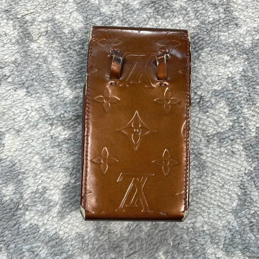Louis Vuitton Monogram Vernis Greene Cigarette Case Pochette Brown Copper TH0013